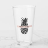 Waterverf Roze en grijze ananas | JOUW NAAM Glas (Voorkant)