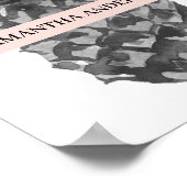 Waterverf Roze en grijze ananas | JOUW NAAM Poster (Hoek)