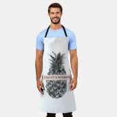 Waterverf Roze en grijze ananas | JOUW NAAM Schort (Gedragen)