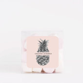 Waterverf Roze en grijze ananas | JOUW NAAM Vierkante Sticker