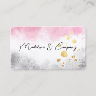 waterverf roze en grijze minmalist artistieke busi visitekaartje