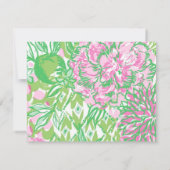 Waterverf roze en groen bloemenbriefpapier notitiekaartje (Achterkant)