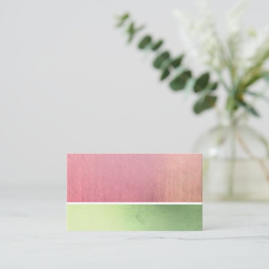  waterverf roze en groen ontwerp visitekaartje (Staand voorkant)