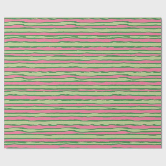 Waterverf Roze en Groen Watermeloen Patroon Cadeaupapier (Vlak)