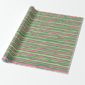Waterverf Roze en Groen Watermeloen Patroon Cadeaupapier (Uitgerold)