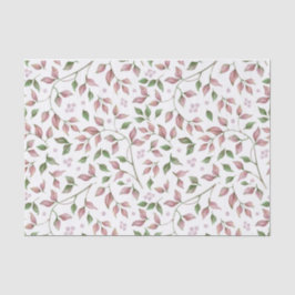 Waterverf Roze en groene bladeren Roze bessen | Tissuepapier