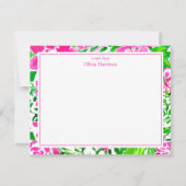 Waterverf roze en groene bloemen custom briefpapie notitiekaartje (Voorkant)