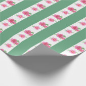 Waterverf roze en groene bloemen en strepen cadeaupapier (Hoek)