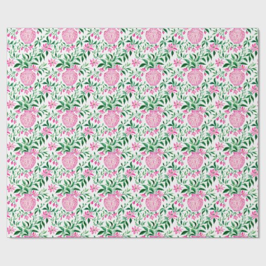 Waterverf Roze en Groene Bloemen Ginger Jars Cadeaupapier (Vlak)