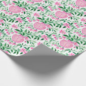 Waterverf Roze en Groene Bloemen Ginger Jars Cadeaupapier (Hoek)