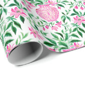 Waterverf Roze en Groene Bloemen Ginger Jars Cadeaupapier (Rol Hoek)