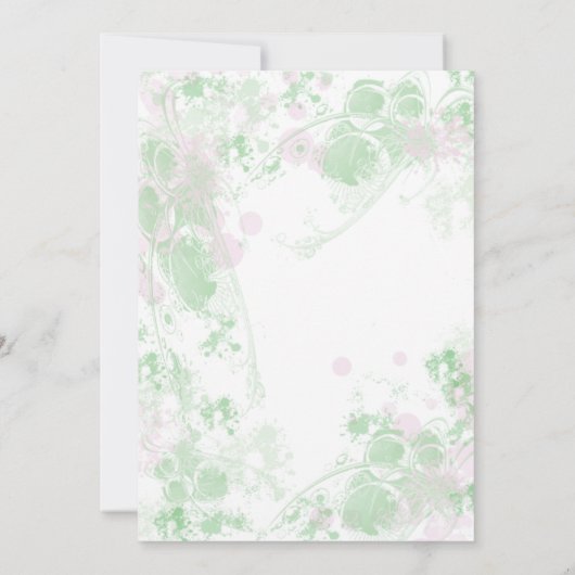 Waterverf Roze en groene botanische bruiloft Kaart (Achterkant)
