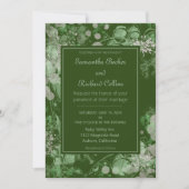 Waterverf Roze en groene botanische bruiloft Kaart (Voorkant)
