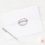 Waterverf Roze en Groene Floral Wedding Seal Hart Sticker (Envelop)