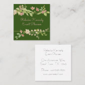 Waterverf Roze en groene Florentijnse grens Vierkante Visitekaartje (Voorkant / Achterkant)