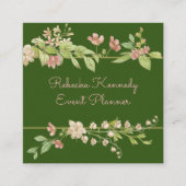 Waterverf Roze en groene Florentijnse grens Vierkante Visitekaartje (Voorkant)