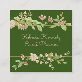 Waterverf Roze en groene Florentijnse grens Vierkante Visitekaartje