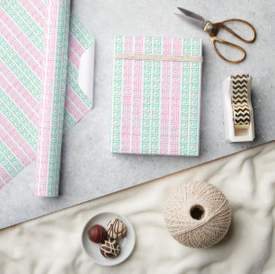 Waterverf roze en groene mahjong cadeaupapier