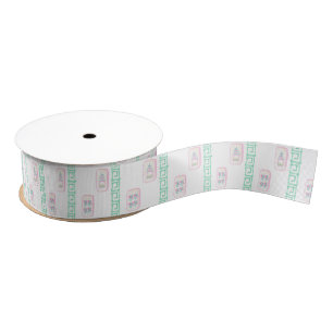 Waterverf roze en groene mahjong grosgrain lint