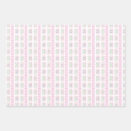 Waterverf roze en groene mahjong inpakpapier vel (Voorkant 3)