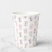 Waterverf Roze en Groene Mahjong Tegels Monogram Papieren Bekers (Links)