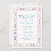 Waterverf Roze en Groene Mahjong Tegels Partij Kaart (Voorkant)