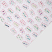 Waterverf Roze en Groene Mahjong Tegels Tissuepapier (Detail)