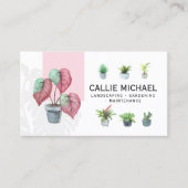 Waterverf Roze en Groene Potten Plant Visitekaartje (Voorkant)