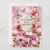 Waterverf Roze en Groene Sprookje Eerste Verjaarda Kaart (Achterkant)