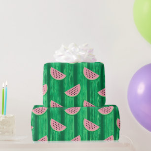 Waterverf Roze en Groene Watermeloen Patroon Cadeaupapier