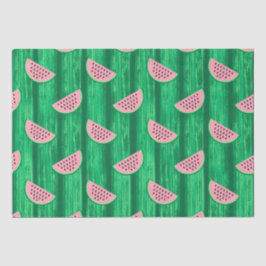 Waterverf Roze en Groene Watermeloen Patroon Tissuepapier
