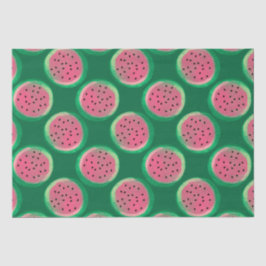 Waterverf Roze en Groene Watermeloen Patroon Tissuepapier