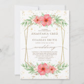 Waterverf Roze en Ivory Greenery Floral Wedding Kaart (Voorkant)