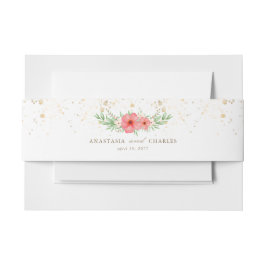 Waterverf Roze en Ivory Greenery Floral Wedding Uitnodigingen Wikkel