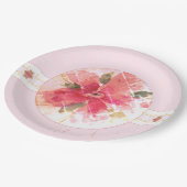 Waterverf roze en koraal papieren bordje (Gekanteld)