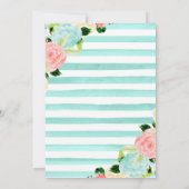 Waterverf Roze en Mint Bloemen Afstuderen Kaart (Achterkant)