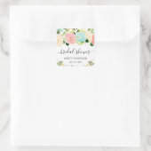 Waterverf Roze en Mint Bloemen Bruidsdouche Vierkante Sticker (Tas)