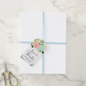 Waterverf Roze en Mint Bloemen Bruiloft Cadeaulabel (Met Touw)