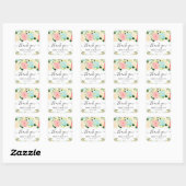 Waterverf Roze en Mint Bloemen Bruiloft Vierkante Sticker (Vel)