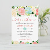 Waterverf Roze en Mint Flowers Baby shower Kaart (Staand voorkant)