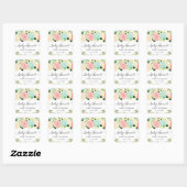 Waterverf Roze en Mint Flowers Baby shower Vierkante Sticker (Vel)