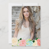 Waterverf Roze en Mint Flowers Foto Zoet 16 Kaart (Achterkant)