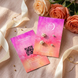 Waterverf Roze en Oranje Oorbellen Display Visitekaartje
