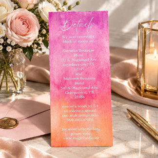 Waterverf roze en oranje trouwdetails menu