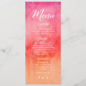 Waterverf roze en oranje trouwmenu menu (Voorkant)
