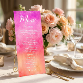 Waterverf roze en oranje trouwmenu menu