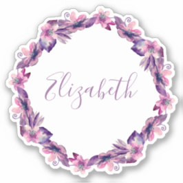 Waterverf roze en paarse bloemen. Botanische naam Sticker