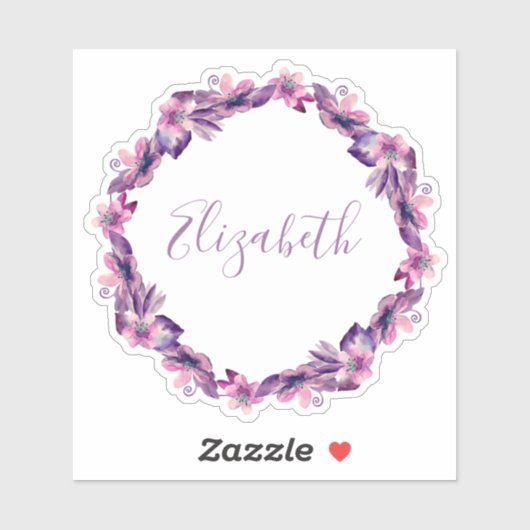 Waterverf roze en paarse bloemen. Botanische naam Sticker (Vel)