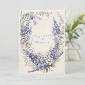 Waterverf Roze en Paarse Bloemen Bruiloft Kaart (Staand voorkant)