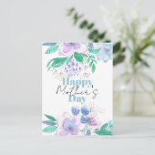 Waterverf Roze en Paarse Bloesems Moederdag Briefkaart (Staand voorkant)